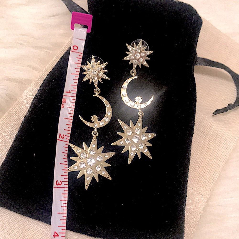 🌙Boho Glam Moon Goddess Golden Sparkle Earrings✨ - Picture 4 of 12